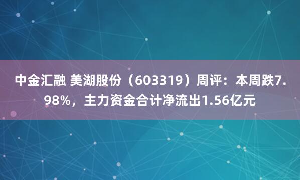 中金汇融 美湖股份（603319）周评：本周跌7.98%，主力资金合计净流出1.56亿元