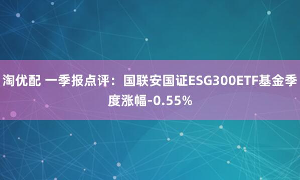 淘优配 一季报点评：国联安国证ESG300ETF基金季度涨幅-0.55%